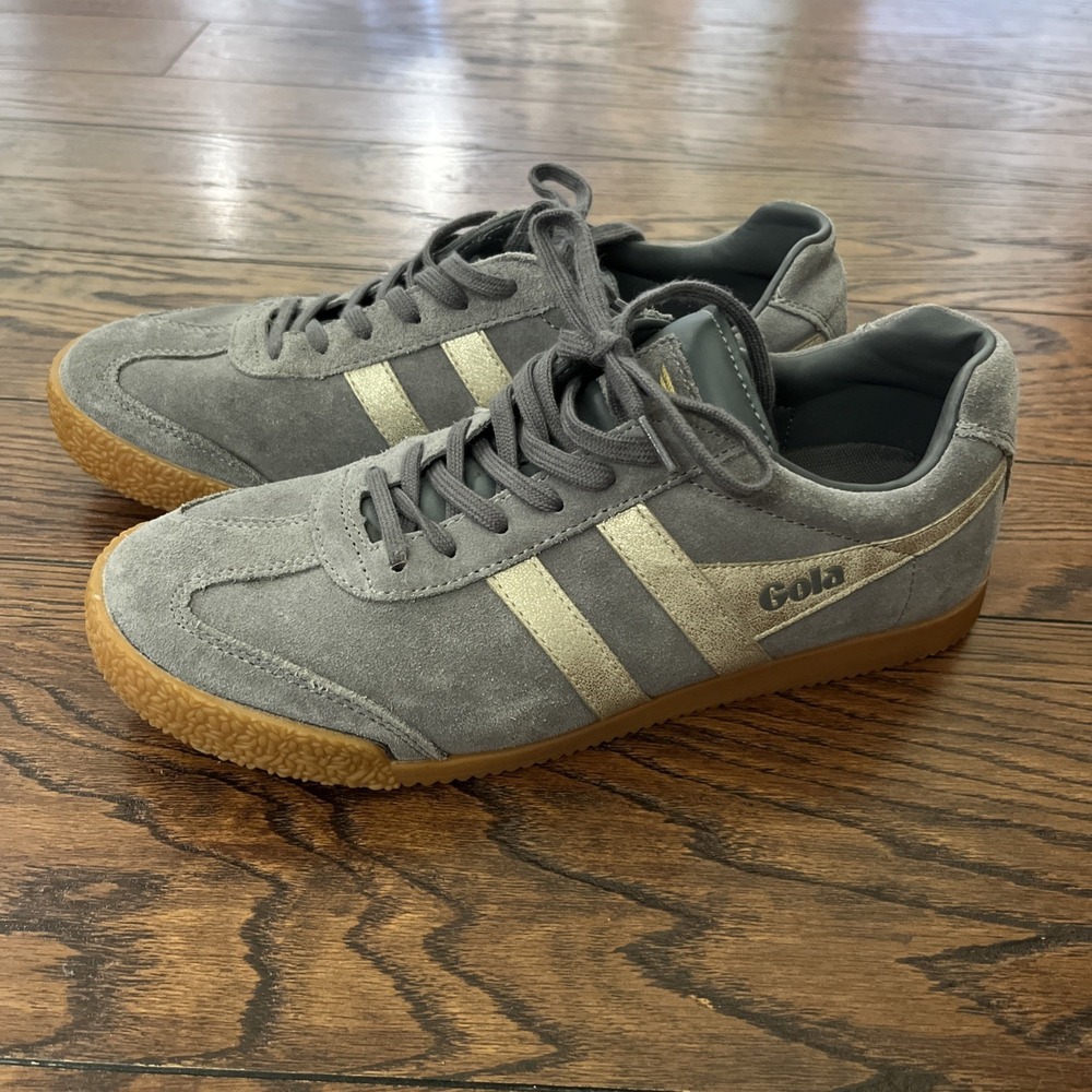 Gola Harrier Mirror Womens Fashion Trainers Gray Silver Grayish Blue Gum Sole 9